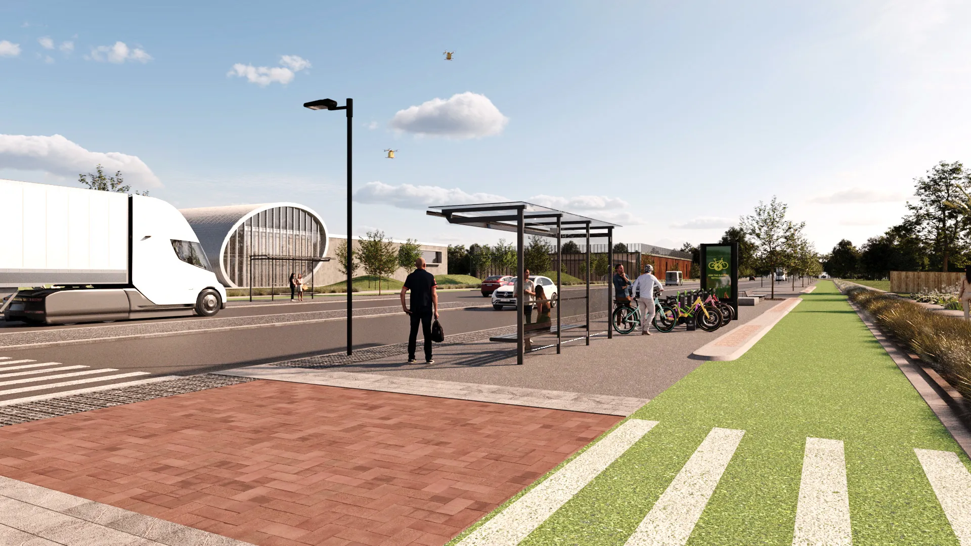 Indicative render of the separate Spedding Industrial streetscape