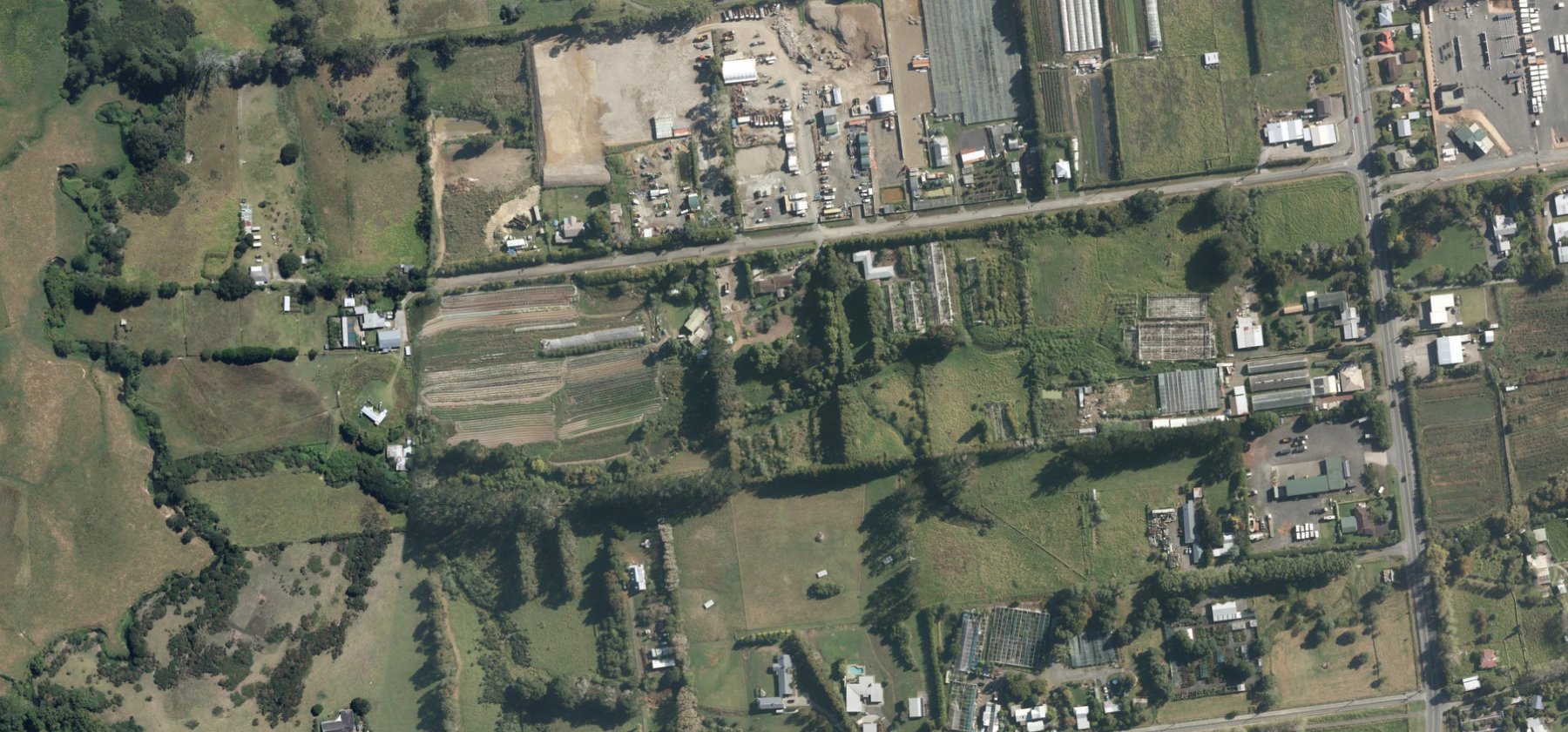 Aerial landscape context around Hailes Road, Whenuapai