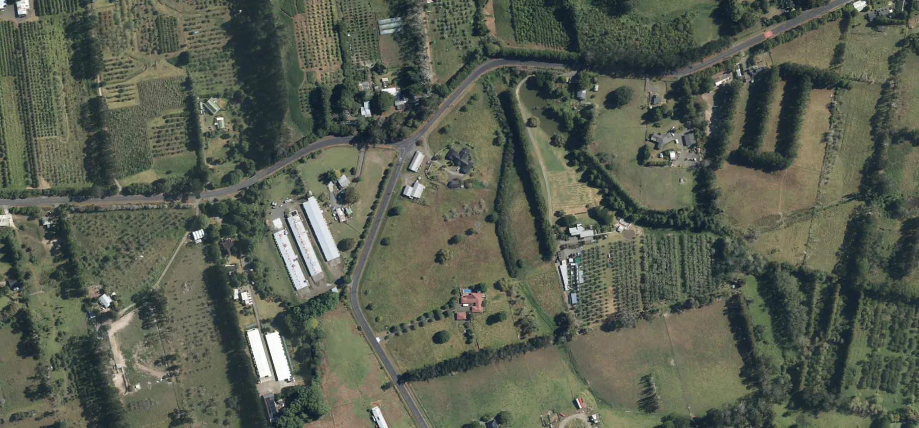 Wider aerial context around Trigg Road, Kumeū. Includes neighbouring properties; site boundaries are not shown.